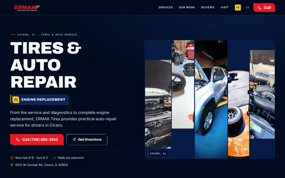 Ermak Tires — homepage screenshot of the live website